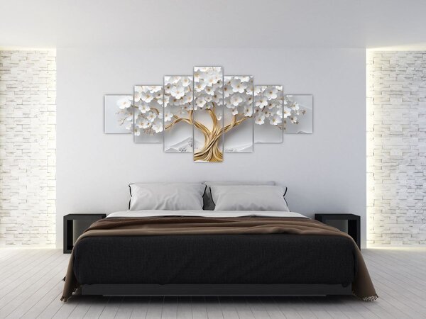 Obraz - 3D elegantní strom života plný květů (210x100 cm)