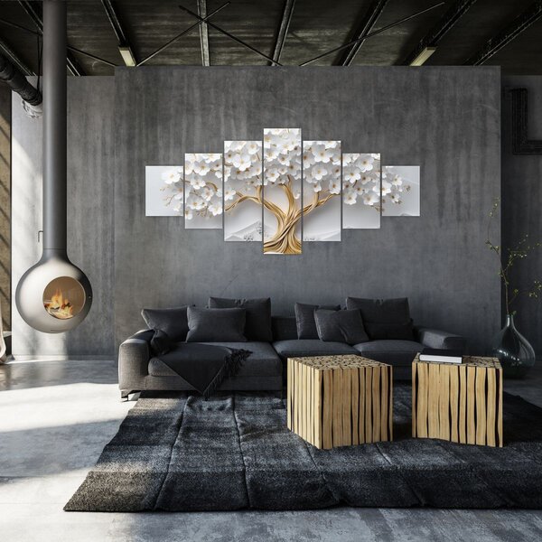 Obraz - 3D elegantní strom života plný květů (210x100 cm)
