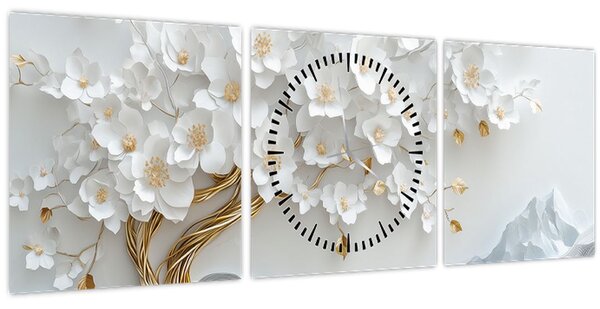 Obraz - 3D elegantní strom života (s hodinami) (90x30 cm)