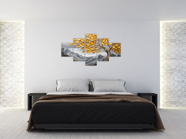 Obraz - Strom se zlatými listy (125x70 cm)