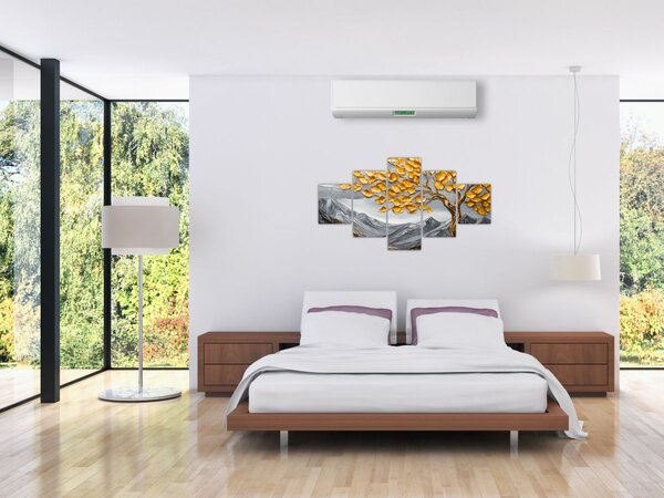 Obraz - Strom se zlatými listy (125x70 cm)