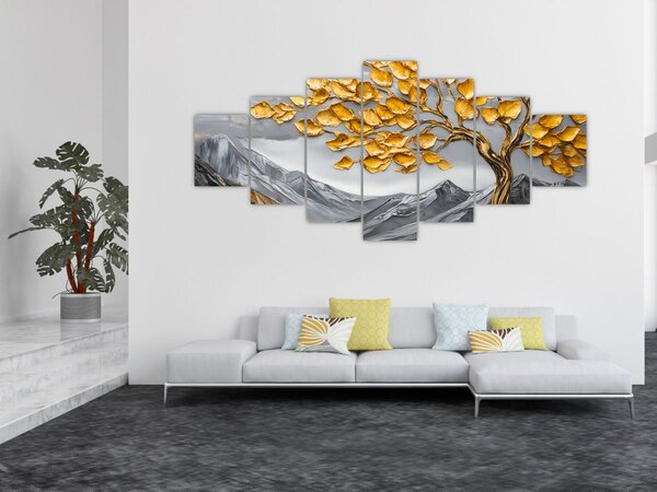 Obraz - Strom se zlatými listy (210x100 cm)