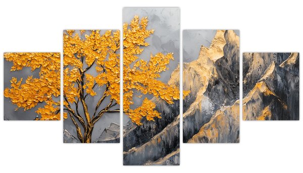 Obraz - Zlatý strom v horách (125x70 cm)