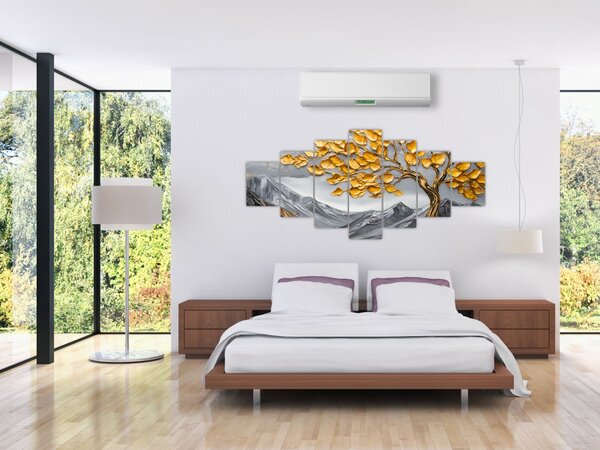 Obraz - Strom se zlatými listy (210x100 cm)