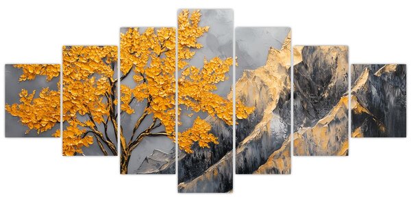 Obraz - Zlatý strom v horách (210x100 cm)