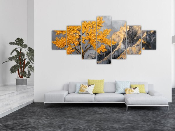 Obraz - Zlatý strom v horách (210x100 cm)