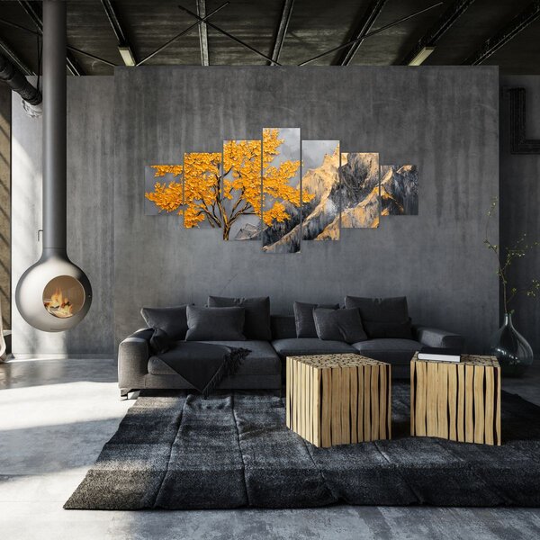 Obraz - Zlatý strom v horách (210x100 cm)