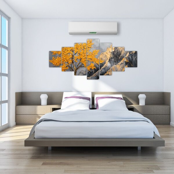 Obraz - Zlatý strom v horách (210x100 cm)