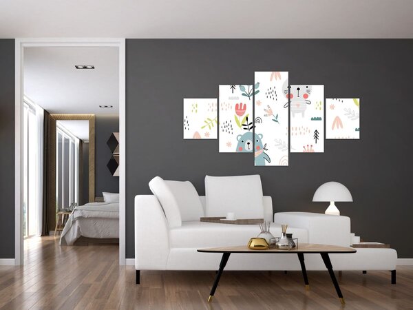 Obraz - Zvířátka na louce (125x70 cm)