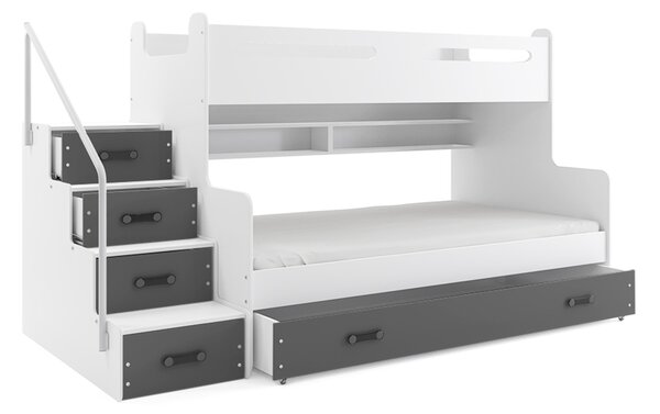 Dětská patrová postel MAX III s úložným prostorem 80x200 cm - bílá Bílá
