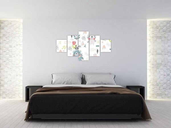 Obraz - Zvířátka na louce (125x70 cm)