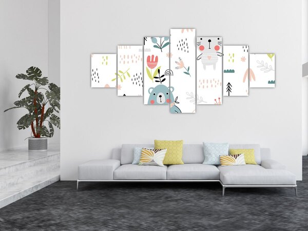 Obraz - Zvířátka na louce (210x100 cm)