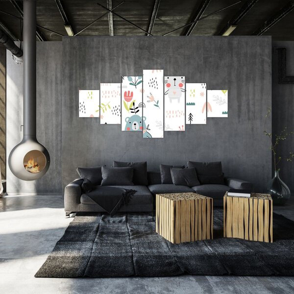 Obraz - Zvířátka na louce (210x100 cm)