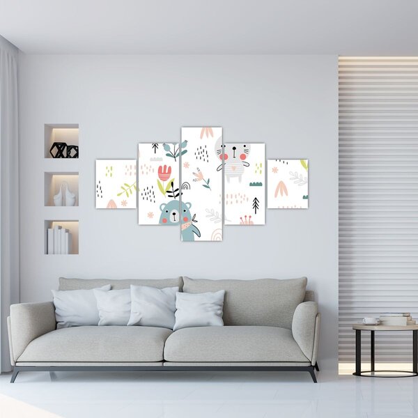 Obraz - Zvířátka na louce (125x70 cm)