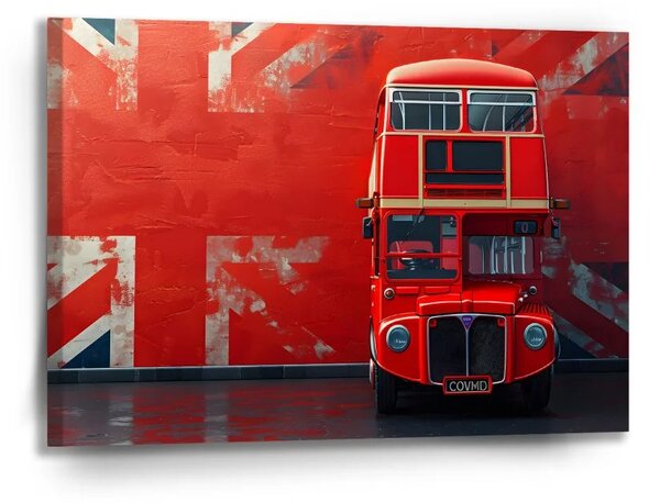 Sablio Obraz Červený patrový autobus Vlajka - 90x60 cm