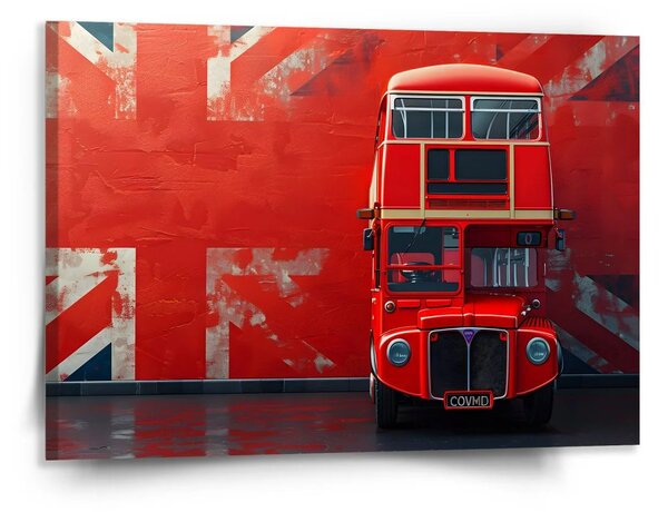 Sablio Obraz Červený patrový autobus Vlajka - 150x110 cm