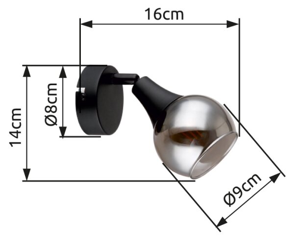 Globo 57904-1 - Nástěnné bodové svítidlo GLYPTAR 1xE14/40W/230V černá