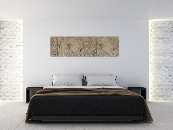 Obraz - Obrysy rostlin (170x50 cm)