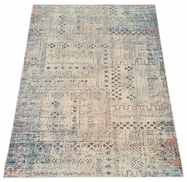 Vzorovaný kusový koberec 140x190 cm FRANCO - modrý / béžový