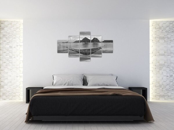 Obraz - Houpací síť na pláži (125x70 cm)