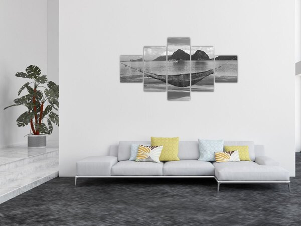 Obraz - Houpací síť na pláži (125x70 cm)