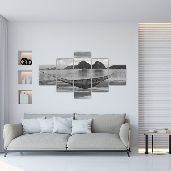 Obraz - Houpací síť na pláži (125x70 cm)