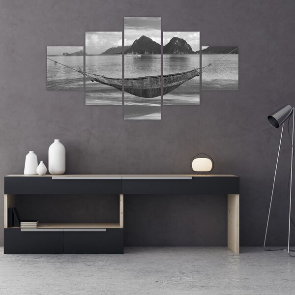 Obraz - Houpací síť na pláži (125x70 cm)