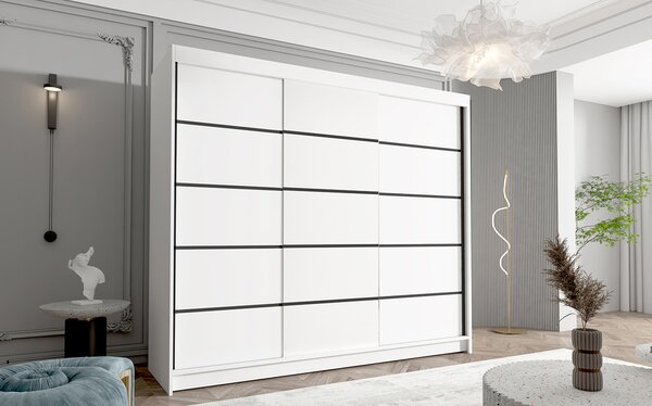 Velká šatní skříň DAVOS VII 250 cm Černá/Bílá