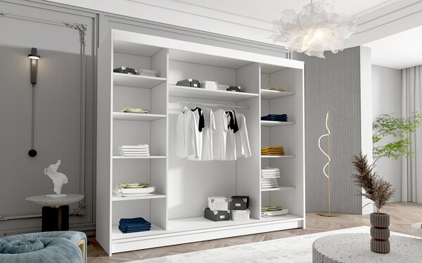 Velká šatní skříň DAVOS VI 250 cm Černá/Bílá