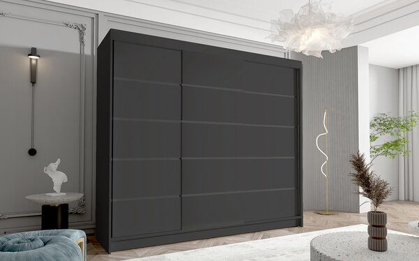 Velká šatní skříň DAVOS VII 250 cm Černá/Bílá