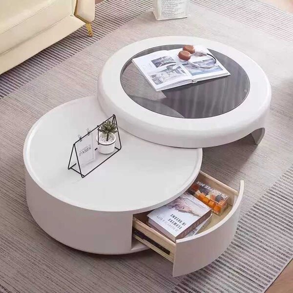 LuxuryForm DESIGN Konferenční stolek DELUX 80 / 75 cm – bílý (set 2 ks)