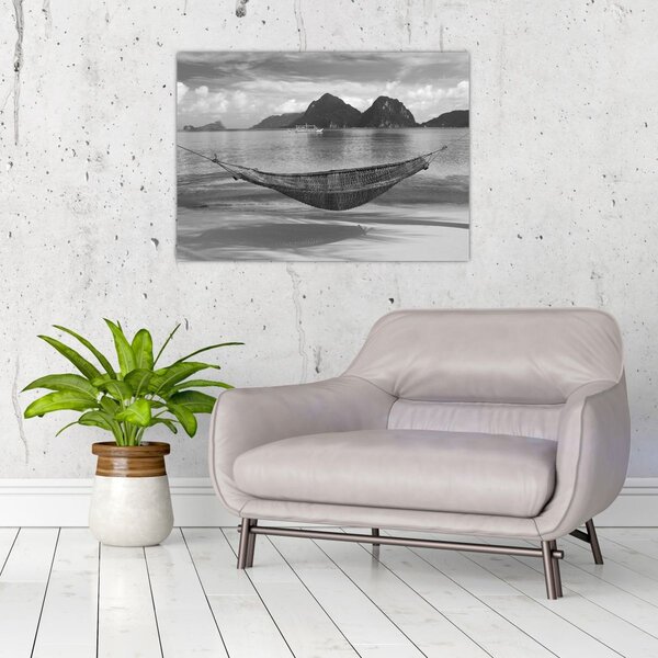 Obraz - Houpací síť na pláži (70x50 cm)