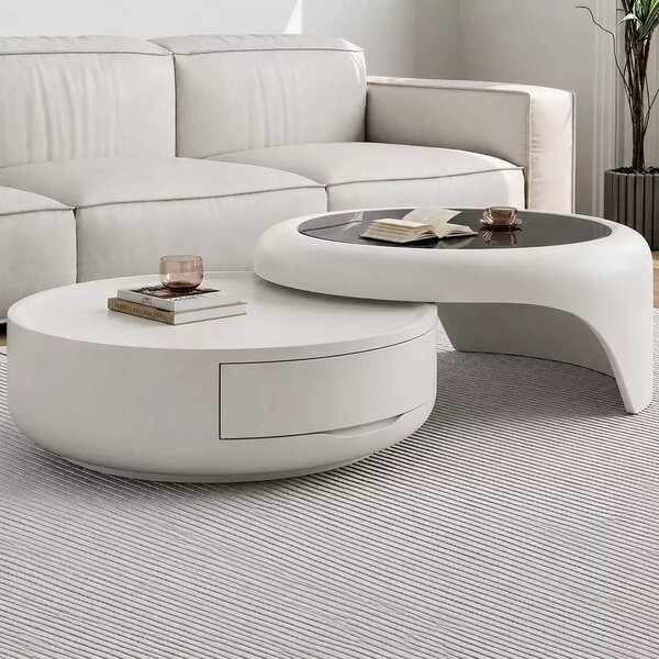 LuxuryForm DESIGN Konferenční stolek DELUX 80 / 75 cm – bílý (set 2 ks)