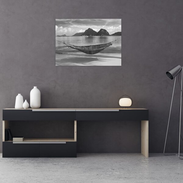 Obraz - Houpací síť na pláži (70x50 cm)