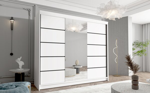 Velká šatní skříň DAVOS VI 250 cm Černá/Bílá