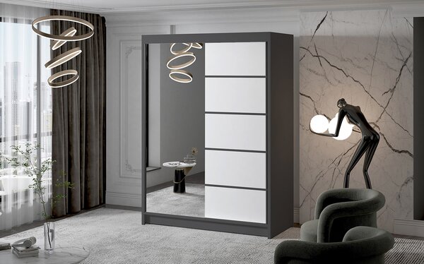 Velká šatní skříň MILAN III 150 cm Bílá