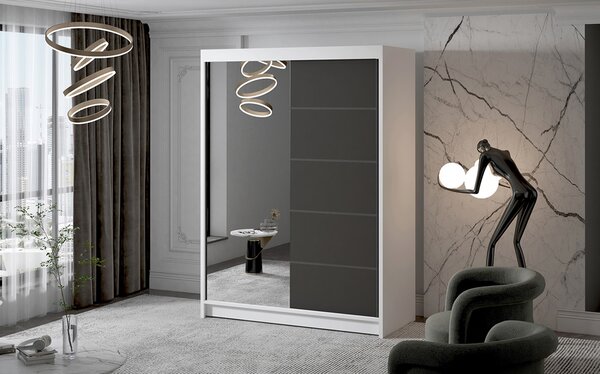 Velká šatní skříň MILAN III 150 cm Bílá