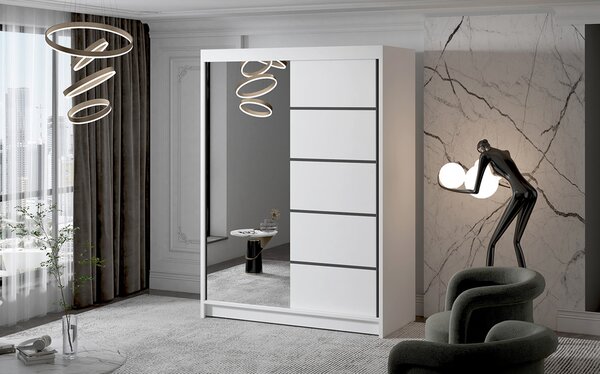 Velká šatní skříň MILAN III 150 cm Bílá