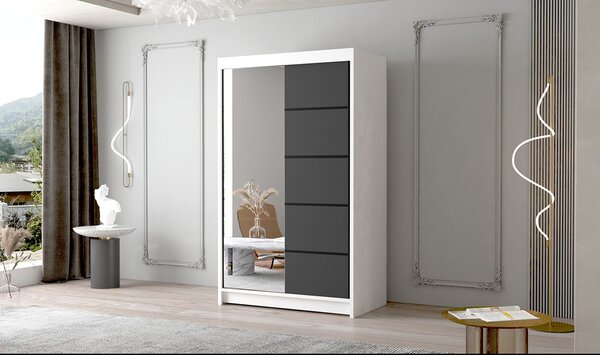Velká šatní skříň FADO III 120 cm Černá/Bílá