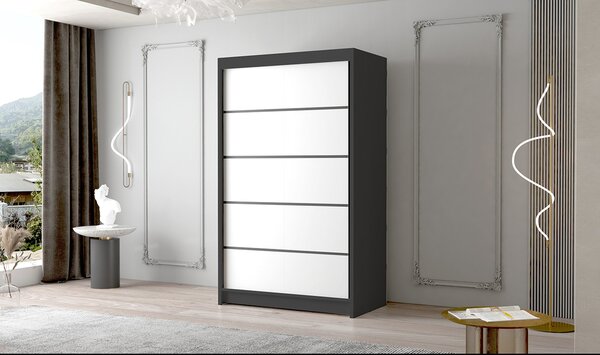 Velká šatní skříň FADO IV 120 cm Bílá/Černá