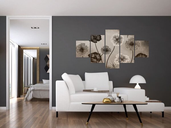 Obraz - Kreslené květiny (125x70 cm)
