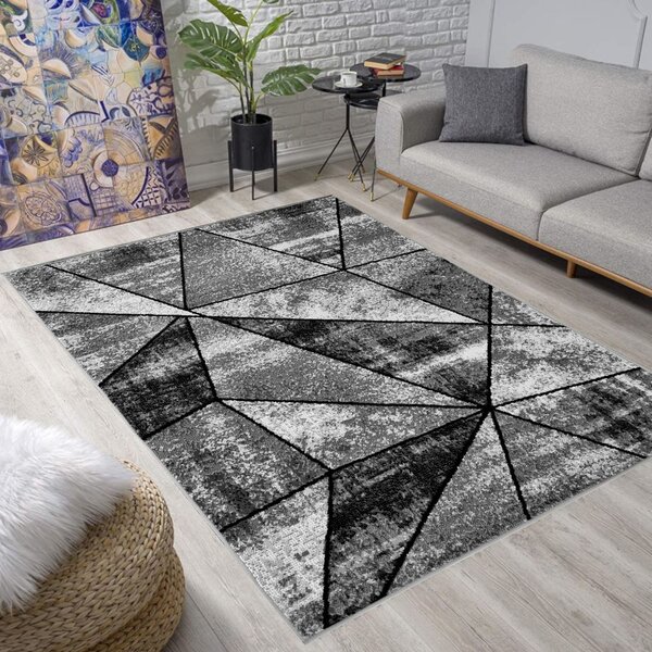 Geometrický kusový koberec 120x170 cm LUKEN - šedý
