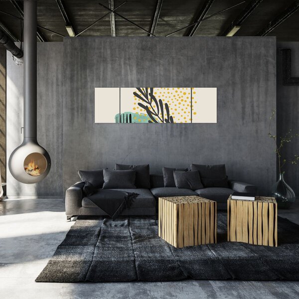 Obraz - Abstraktní listy N⁰3 (170x50 cm)