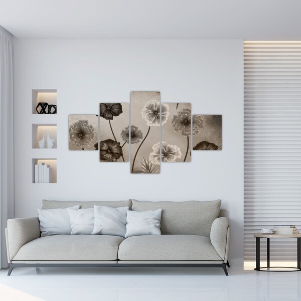 Obraz - Kreslené květiny (125x70 cm)