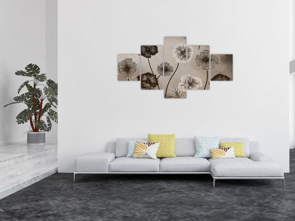 Obraz - Kreslené květiny (125x70 cm)