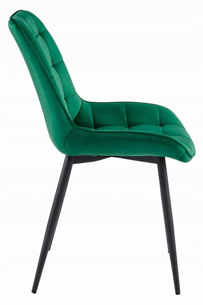 Jídelní židle BERA sametová tmavě zelená / černé nohy