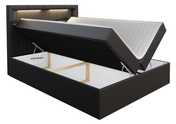 Americká dvoulůžková postel 180x200 RODRIGO - bílá ekokůže + topper a LED osvětlení ZDARMA