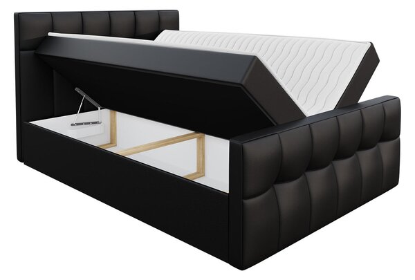 Hotelová manželská postel 180x200 ORLIN - černá ekokůže + topper ZDARMA
