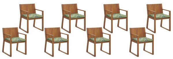 Set 8 ks. zahradních židlí SASAN (světle hnědá) (se zelenými podsedáky). 1022854