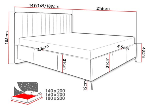 Manželská postel s úložným prostorem 160x200 TANIX - béžová